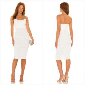 Michael Costello x REVOLVE India Midi Dress Sleeveless White Ruched Bride Resort